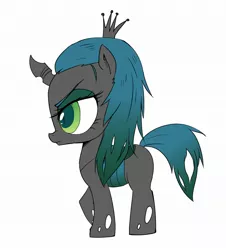 Size: 1724x1909 | Tagged: safe, artist:doktor-d, derpibooru import, queen chrysalis, changeling, changeling queen, pony, chibi, cute, cutealis, female, image, jpeg, mare, side view, simple background, solo, white background