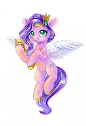 Size: 807x1188 | Tagged: safe, artist:maytee, derpibooru import, pipp petals, pegasus, pony, g5, image, jpeg, mobile phone, phone, simple background, smartphone, solo, traditional art, white background