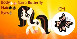 Size: 1280x653 | Tagged: safe, artist:cindydreamlight, derpibooru import, oc, oc:sara butterfly, pony, unicorn, female, image, mare, png, reference sheet, solo