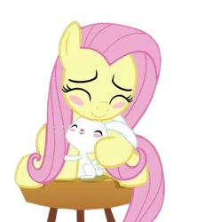 Size: 527x593 | Tagged: safe, artist:twilyisbestpone, derpibooru import, angel bunny, fluttershy, pegasus, pony, rabbit, animal, eyes closed, hug, image, png, simple background, transparent background