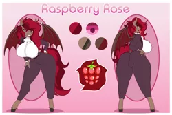 Size: 6000x4000 | Tagged: suggestive, artist:tatemil, derpibooru import, oc, oc:raspberry rose, unofficial characters only, anthro, bat pony, unguligrade anthro, ass, big breasts, breasts, butt, butt touch, clothes, female, hand on butt, huge breasts, image, large butt, long tongue, png, reference sheet, solo, solo female, suit, tongue out