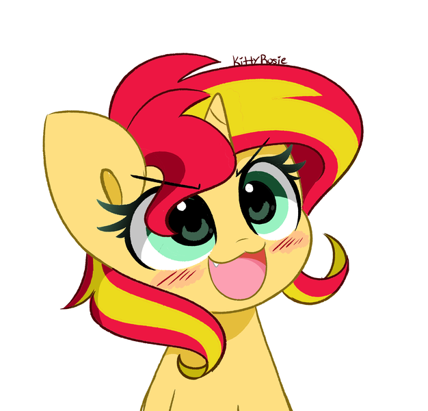 Size: 3664x3510 | Tagged: safe, artist:kittyrosie, derpibooru import, sunset shimmer, pony, unicorn, equestria girls, cute, image, open mouth, png, shimmerbetes, simple background, white background