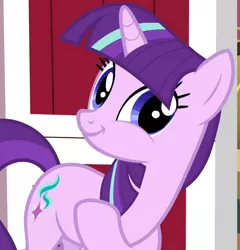 Size: 642x668 | Tagged: safe, derpibooru import, edit, edited screencap, screencap, starlight glimmer, pony, unicorn, harvesting memories, spoiler:harvesting memories, spoiler:mlp friendship is forever, alternate hairstyle, cropped, faic, female, image, jpeg, looking at you, majestic as fuck, mane swap, mare, smiling, smirk, solo, starlight sparkle, sweet apple acres, twiface, wrong neighborhood