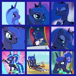 Size: 800x800 | Tagged: safe, artist:twilyisbestpone, derpibooru import, screencap, princess luna, alicorn, pony, between dark and dawn, friendship is magic, luna eclipsed, sparkle's seven, to where and back again, 80s princess luna, bedroom eyes, collage, compilation, cute, female, image, luna petting goose, lunabetes, mare, png, s1 luna, solo