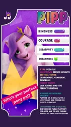 Size: 640x1138 | Tagged: safe, derpibooru import, official, pipp petals, pegasus, pony, my little pony: a new generation, cutie mark, female, g5, image, instagram, instagram story, jpeg, mare, open mouth, open smile, smiling, solo, spread wings, wings
