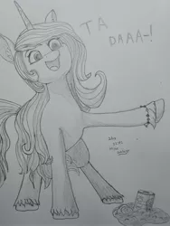 Size: 3000x4000 | Tagged: safe, derpibooru import, izzy moonbow, unicorn, my little pony: a new generation, spoiler:g5, beans, can, food, g5, image, jpeg, solo, traditional art