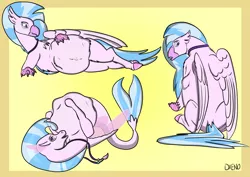 Size: 4092x2893 | Tagged: safe, artist:xenopony456, derpibooru import, silverstream, fish, hippocampus, hippogriff, merpony, seapony (g4), belly, bellyrubs, fish tail, image, jewelry, kicking, looking back, lounging, necklace, png, pregnant, sitting, sketch, solo, swimming, tail