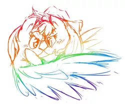 Size: 1024x869 | Tagged: safe, artist:nolycs, derpibooru import, applejack, rainbow dash, earth pony, pegasus, pony, appledash, deviantart watermark, female, image, jpeg, lesbian, obtrusive watermark, rainbow, shipping, simple background, sketch, watermark, white background