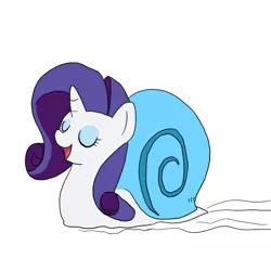Size: 600x600 | Tagged: safe, artist:kushina13, derpibooru import, rarity, snails, original species, snail, snail pony, eyes closed, horn, image, jpeg, open mouth, simple background, solo, species swap, white background
