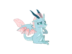 Size: 3200x2400 | Tagged: safe, artist:draconequues, derpibooru import, ocellus, changeling, dragon, blushing, embarrassed, februpony, horn, image, png, species swap, transparent mane, transparent wings, wings