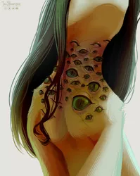 Size: 1850x2326 | Tagged: semi-grimdark, artist:teaflower300, derpibooru import, oc, unofficial characters only, body horror, eyes do not belong there, image, png, solo, trypophobia