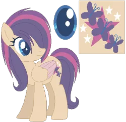 Size: 413x402 | Tagged: safe, artist:juliahtf, derpibooru import, oc, oc:sparkle butterfly, base used, beige fur, colored wings, hair over one eye, image, magical lesbian spawn, offspring, parent:fluttershy, parent:twilight sparkle, parents:twishy, png, solo, wings