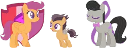 Size: 988x370 | Tagged: safe, artist:juliahtf, derpibooru import, octavia melody, scootaloo, oc, oc:wolf spirit, pegasus, pony, alternate hairstyle, colored wings, female, filly, foal, image, magical lesbian spawn, male, mother and child, mother and son, offspring, older, older scootaloo, parent:octavia melody, parent:scootaloo, parents:scootavia, pegasus oc, png, solo, wings