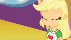 Size: 1280x721 | Tagged: safe, derpibooru import, edit, edited screencap, screencap, applejack, human, equestria girls, applejack's hat, clothes, collar, cowboy hat, cutie mark, cutie mark on clothes, hat, image, jpeg, shirt, shirt collar, t-shirt