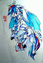 Size: 2490x3652 | Tagged: safe, artist:creature.exist, derpibooru import, oc, oc:vardar.lucidity, unofficial characters only, bat pony, pony, bat pony oc, bat wings, belt, chest fluff, cloven hooves, ear fluff, fluffy, image, jewelry, jpeg, looking at you, necklace, photo, runes, solo, tattoo, unshorn fetlocks, wings