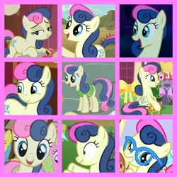 Size: 800x800 | Tagged: safe, artist:twilyisbestpone, derpibooru import, edit, edited screencap, screencap, bon bon, sweetie drops, earth pony, pony, do princesses dream of magic sheep, pinkie pride, season 1, season 4, season 5, slice of life (episode), the ticket master, winter wrap up, adorabon, collage, compilation, cute, female, filly, filly bon bon, foal, image, mare, plant team, png, twisted bon bon, winter wrap up vest, younger