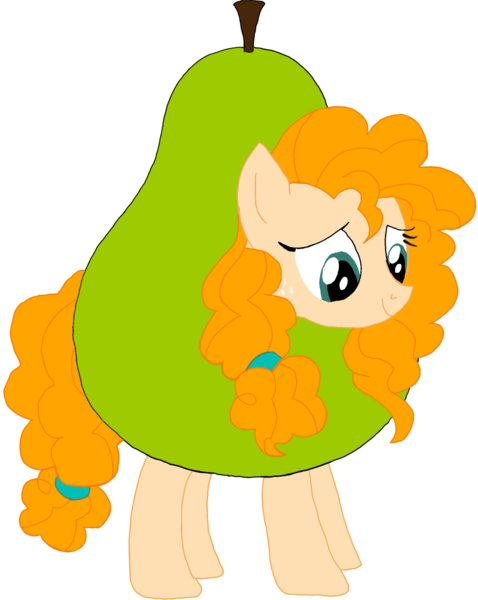 Size: 1280x1608 | Tagged: safe, artist:kigtoons, derpibooru import, pear butter, earth pony, pony, clothes, costume, food, food costume, image, pear, pear costume, png