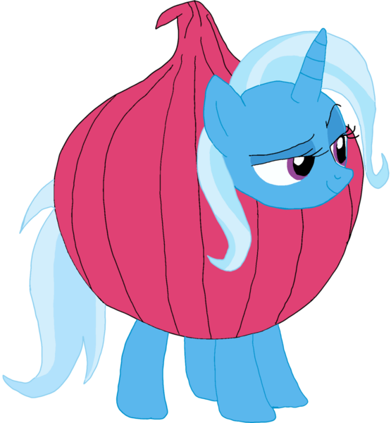 Size: 1280x1384 | Tagged: safe, artist:kigtoons, derpibooru import, trixie, unicorn, clothes, costume, food, food costume, image, onion, onion costume, png, simple background, solo, transparent background