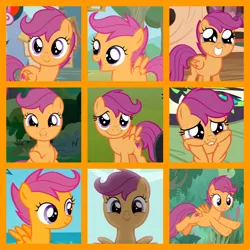 Size: 800x800 | Tagged: episode needed, safe, artist:twilyisbestpone, derpibooru import, edit, edited screencap, screencap, scootaloo, pegasus, pony, growing up is hard to do, the washouts (episode), twilight time, collage, compilation, cute, cutealoo, female, filly, foal, image, png, solo