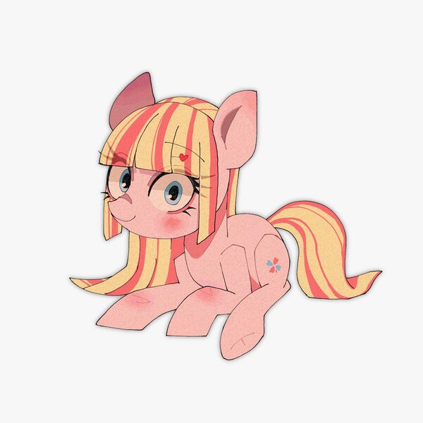 Size: 1400x1400 | Tagged: safe, artist:destroyer_aky, derpibooru import, oc, oc:milky berry, unofficial characters only, earth pony, pony, female, heart, image, jpeg, looking at you, mare, simple background, sitting, solo, white background