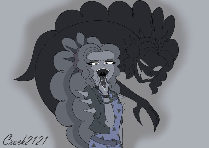 Size: 1280x905 | Tagged: safe, artist:crock2121, derpibooru import, adagio dazzle, equestria girls, equestria girls series, sunset's backstage pass!, spoiler:eqg series (season 2), clothes, female, image, jpeg, monochrome, shadow, simple background, tongue out