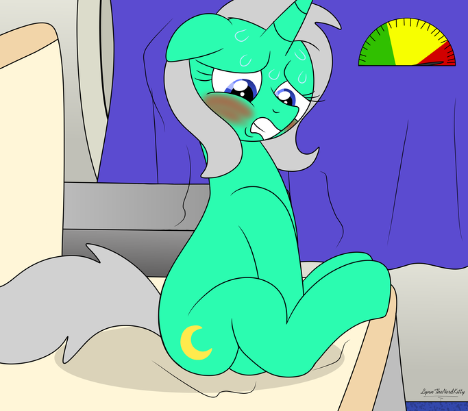 Size: 3451x3030 | Tagged: safe, artist:lynnthenerdkitty, derpibooru import, pony, unicorn, blushing, crossover, desperation, image, moonracer, need to pee, omorashi, png, potty emergency, potty time, train