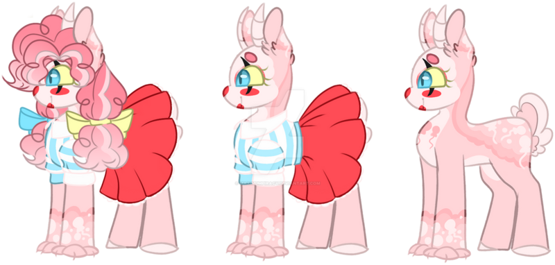 Size: 1280x611 | Tagged: safe, artist:maximumpiracy, derpibooru import, oc, unofficial characters only, pony, base used, clothes, clown, image, interspecies offspring, offspring, parent:discord, parent:pinkie pie, parents:discopie, png, simple background, skirt, transparent background