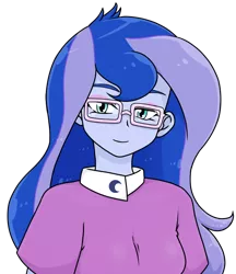 Size: 640x740 | Tagged: safe, alternate version, artist:batipin, derpibooru import, princess luna, equestria girls, glasses, image, png, simple background, transparent background, vice principal luna