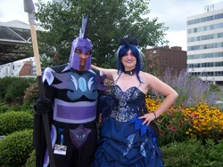 Size: 2828x2121 | Tagged: safe, artist:flufflepam, derpibooru import, princess luna, human, bronycon, bronycon 2014, clothes, cosplay, costume, duo, image, irl, irl human, jpeg, night guard, photo