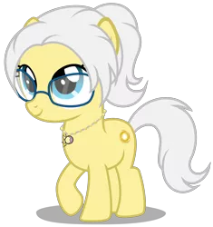 Size: 3050x3240 | Tagged: safe, artist:strategypony, derpibooru import, oc, oc:azha magna, unofficial characters only, earth pony, pony, cute, earth pony oc, female, filly, foal, glasses, image, jewelry, looking up, necklace, ocbetes, png, ponytail, simple background, transparent background