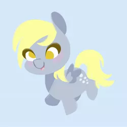 Size: 2048x2048 | Tagged: safe, artist:ethereanunicorn, derpibooru import, derpy hooves, pegasus, pony, blushing, chibi, cute, derpabetes, image, jpeg, lineless, no pupils, simple background, solo