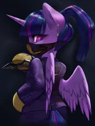 Size: 1080x1431 | Tagged: safe, artist:theprince, derpibooru import, twilight sparkle, twilight sparkle (alicorn), alicorn, pony, azami, bipedal, clothes, cosplay, costume, crossover, female, image, jpeg, kunai, mare, rainbow six siege, solo