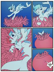 Size: 3000x4000 | Tagged: suggestive, artist:smallhorses, derpibooru import, oc, merpony, pony, sea pony, anemone, anemone vore, female, hooves, image, jpeg, mare, solo, unwilling prey, unwilling vore, vore, wings