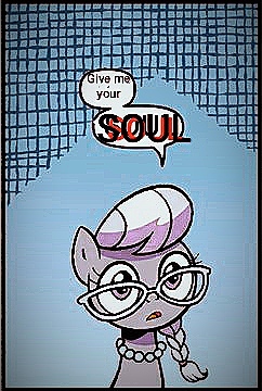 Size: 242x360 | Tagged: safe, derpibooru import, edit, idw, silver spoon, braid, deep fried meme, glasses, image, jpeg, meme, picture for breezies, talking to viewer, text edit