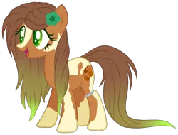 Size: 2178x1654 | Tagged: safe, artist:dinkydoolove, derpibooru import, oc, unofficial characters only, earth pony, pony, base used, coat markings, colored pupils, earth pony oc, eyelashes, female, flower, flower in hair, full body, hooves, image, mare, open mouth, open smile, png, simple background, smiling, solo, standing, tail, transparent background