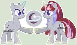 Size: 3087x1813 | Tagged: safe, artist:dinkydoolove, derpibooru import, oc, oc:shooting star, unofficial characters only, pony, unicorn, bald, base used, duo, eyelashes, female, image, mare, offspring, parent:comet tail, parent:moondancer, parents:cometdancer, png, raised hoof, simple background