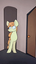 Size: 576x1024 | Tagged: suggestive, artist:crookedbeetles, derpibooru import, applejack, button mash, earth pony, pony, banned from equestria daily, animated, caught, computer, door, female, filly, foal, image, male, mother and child, mother and son, room, sound, tiktok, video, webm
