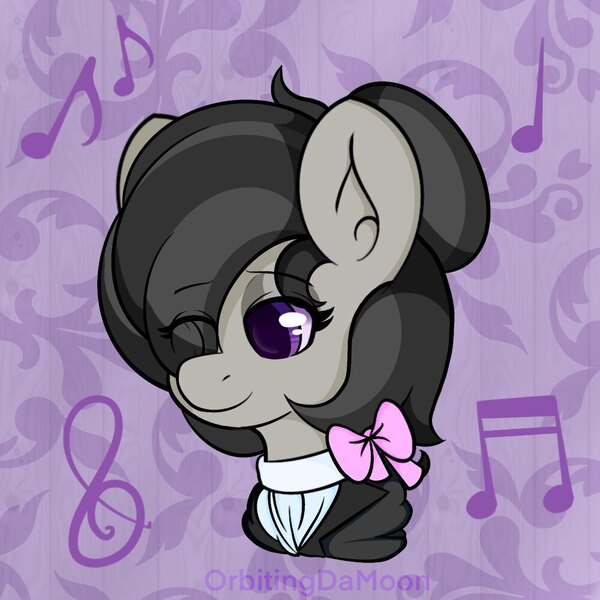 Size: 1000x1000 | Tagged: safe, artist:orbitingdamoon, derpibooru import, octavia melody, earth pony, pony, bust, clothes, female, image, jpeg, smiling, solo