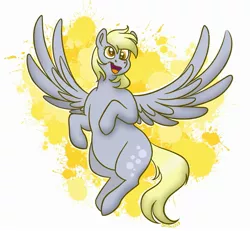 Size: 2389x2211 | Tagged: safe, artist:bellbell123, derpibooru import, derpy hooves, pegasus, pony, female, flying, image, jpeg, open mouth, solo