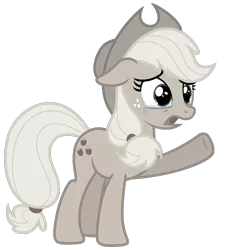 Size: 980x1007 | Tagged: artist needed, safe, derpibooru import, applejack, earth pony, pony, applejack tragedy, applejack's hat, cowboy hat, crying, discorded, female, floppy ears, freckles, full body, hat, hooves, image, mare, open mouth, png, raised hoof, sad, simple background, solo, standing, tail, transparent background
