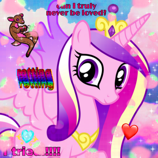 Size: 640x640 | Tagged: semi-grimdark, derpibooru import, edit, editor:bpdtraumacore, princess cadance, alicorn, pony, female, image, mare, png, traumacore