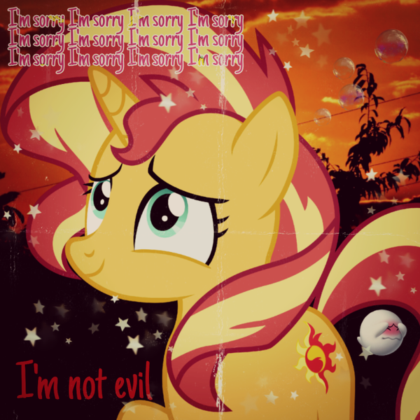 Size: 640x640 | Tagged: semi-grimdark, derpibooru import, edit, editor:bpdtraumacore, sunset shimmer, image, png, traumacore