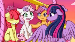 Size: 1920x1080 | Tagged: safe, artist:vladivoices, derpibooru import, apple bloom, scootaloo, sweetie belle, twilight sparkle, twilight sparkle (alicorn), alicorn, earth pony, pegasus, pony, unicorn, fanfic:history repeats, animatic, crying, cutie mark crusaders, female, filly, foal, gritted teeth, image, png