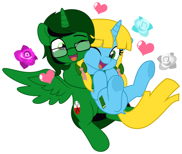 Size: 5000x4232 | Tagged: safe, artist:jhayarr23, derpibooru import, oc, oc:fernando jesús, unofficial characters only, alicorn, pony, unicorn, alicorn oc, bow, commission, cute, female, flower, hair bow, hearts and hooves day, holiday, horn, image, looking at each other, looking at someone, male, mare, oc x oc, one eye closed, open mouth, open smile, pink floyd, png, rose, shipping, simple background, smiling, spread wings, stallion, the wall, transparent background, unicorn oc, valentine's day, wings, ych result, your character here