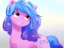 Size: 3072x2304 | Tagged: safe, artist:silky soya, derpibooru import, izzy moonbow, unicorn, my little pony: a new generation, cute, eyebrows, g5, horn, image, looking up, png