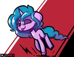 Size: 2600x2000 | Tagged: safe, artist:ronin20181, derpibooru import, izzy moonbow, pony, unicorn, female, g5, image, one eye closed, png, solo, wink