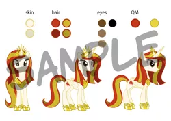 Size: 3508x2480 | Tagged: safe, artist:michiyoshi, derpibooru import, oc, oc:poniko, unofficial characters only, alicorn, pony, color palette, female, front view, image, jpeg, mare, sample, side view, simple background, solo, watermark, white background