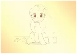 Size: 1456x1025 | Tagged: safe, artist:sherwoodwhisper, derpibooru import, oc, oc:eri, oc:whisper, unofficial characters only, mouse, pony, unicorn, female, filly, foal, glass, hoof hold, image, jpeg, male, monochrome, toothbrush, toothpaste, water