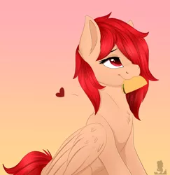 Size: 1944x2000 | Tagged: safe, artist:monsoonvisionz, derpibooru import, oc, unofficial characters only, pony, commissioner, commissioner:kingforrestbob, female, food, gradient background, heart, image, png, solo, taco