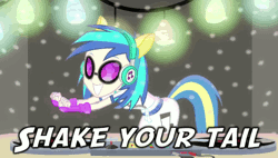 Size: 500x283 | Tagged: safe, artist:dragunique, derpibooru import, vinyl scratch, equestria girls, rainbow rocks, shake your tail, animated, gif, headphones, image, solo